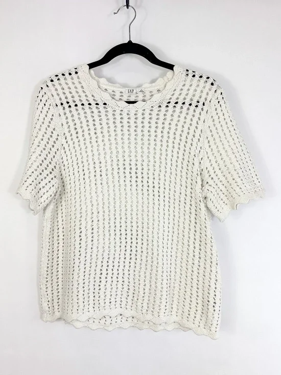 Gap Crotchet Scalloped Short Sleeve Sweater - Picture 1 of 5